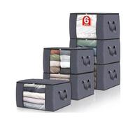 Bags & Beyond Clothes Storage Bags, 6Pack 90L Large Capacity With Zip And Clear Window, Thick Fabric With Durable Handles, Non-Woven Fabric Storage Bags, Storage Organizer For Bedding, Comforters