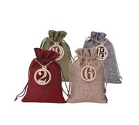 Bags - Christmas Countdown Set | Drawstring Sackbags - DIY Fill Yourself Calendar Hanging Linen Christmas Gift Bag Decoration Holiday Family Fun
