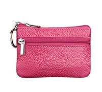 Bags Leather Coin for Women Purse with Zip Purse Women's Wallets Handmade, Hot Pink, standard size