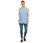 Bags-n-Aprons Button Through Ladies Sleeveless Overall in Easycare Polyester, with 2 good size pockets, button through front fastening. (WX (approximately 40/42 inches), Navy Blue Check)