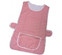 Bags-n-Aprons Ladies Stripe Tabard with pocket and button fastening side, £5.99 each + P&P (WX (Approximately 40/42 inches), Red/White Stripe)