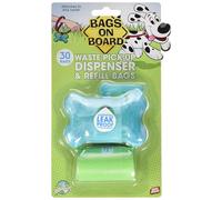 Bags on Board Dog Poo Pick-Up Bone Dispenser and Refill Bags, Turquoise