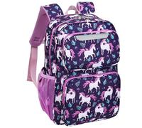 Bagseri Girls Backpack Kids - Toddler Backpack School Bags for Girls Kids Rucksack Water Resistent Cute Primary Unicorn Backpack 15 Inch (Deep Purple)