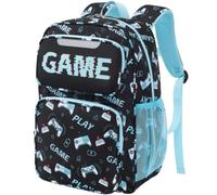 Bagseri School Bag for Boys 8-12 Years - Large Kids Backpack for Primary KS2 (Years 3-6), 17" Boys Rucksack Fits A4 Lever Arch File & 14" Laptop, with Chest Strap, Black Game