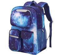 Bagseri School Bag for Boys 8-12 Years - Large Kids Backpack for Primary KS2 (Years 3-6), 17" Boys Rucksack Fits A4 Lever Arch File & 14" Laptop, with Chest Strap, Dark Blue Galaxy