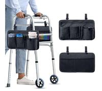 BAGSFY 2in1 Walker Bag and Walker Tray with Cup Holder & Side Pocket - Hard Top Walker Table for Seniors - Folding Walker Accessory for Meals, Reading, Drinks - Tool-Free Install, Universal Fit