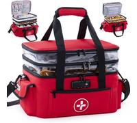 BAGSFY 3-Tier Medicine Organizer with Combination Lock - Large Medicine Bag, Empty First Aid Kit Case, Pill Bottle Medical Supply Organizer, Travel Prescription Bag, Medication Storage Container