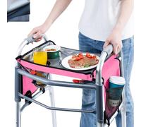 BAGSFY Walker Tray with Cup Holder & Side Pocket - Hard Top Walker Table for Seniors - Folding Walker Accessory for Meals, Reading, Drinks - Non-Slip Surface, Tool-Free Install, Universal Fit
