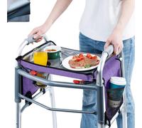 BAGSFY Walker Tray with Cup Holder & Side Pocket - Hard Top Walker Table for Seniors - Folding Walker Accessory for Meals, Reading, Drinks - Non-Slip Surface, Tool-Free Install, Universal Fit