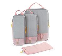 BAGSMART 2/4/6-Piece Compression Packing Cubes Set for Suitcases Backpack, Travel Organisers Bags for Luggage, Holiday Travel Essentials Accessories, Pink