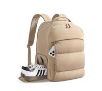 bagsmart 30L Travel Backpack for Women, Carry on Backpack for Airplanes, Gym Backpack with Shoe Compartment, Lightweight Travel Bag Fits 15.6 Inch, Water-Resistant, Camel