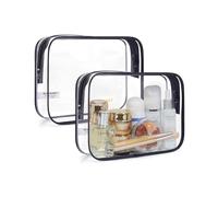 BAGSMART Clear Toiletry Bag, 3 Pack TSA Approved Toiletry Bag Quart Size Bag, Active Black, 2 Pack, Medium, 2 Pack, Medium