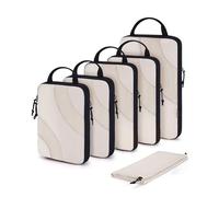 BAGSMART Compression Packing Cubes, 6 Set Travel Cubes for Carry on Suitcases, Compression Cubes for Backpack & Luggage Organisers Bag, Lightweight Packing Organizers, Beige