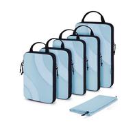 BAGSMART Compression Packing Cubes, 6 Set Travel Cubes for Carry on Suitcases, Compression Cubes for Backpack & Luggage Organisers Bag, Lightweight Packing Organizers, Light Blue