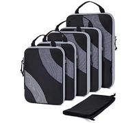 BAGSMART Compression Packing Cubes, 6 Set Travel Cubes for Carry on Suitcases, Compression Cubes for Backpack & Luggage Organisers Bag, Lightweight Packing Organizers, Black