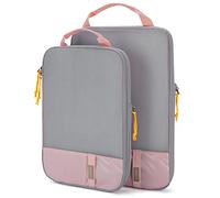 BAGSMART Compression Packing Cubes for Suitcases & Backpack, 2 Set Travel Organisers Bags with Label Pocket for Luggage, Travel Essentials, Holiday & Camping Accessories, Pink