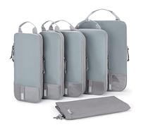 BAGSMART Compression Packing Cubes for Suitcases & Backpack, 6 Set Travel Organisers Bags with Label Pocket for Luggage, Travel Essentials, Holiday & Camping Accessories, Grey