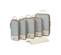 BAGSMART Compression Packing Cubes for Suitcases & Backpack, 6 Set Travel Organisers Bags with Label Pocket for Luggage, Travel Essentials, Holiday & Camping Accessories, White Opal