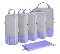BAGSMART Compression Packing Cubes for Suitcases & Backpack, 6 Set Travel Organisers Bags with Label Pocket for Luggage, Travel Essentials, Holiday & Camping Accessories, Purple