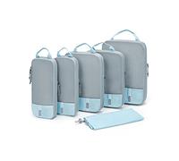 BAGSMART Compression Packing Cubes for Suitcases & Backpack, 6 Set Travel Organisers Bags with Label Pocket for Luggage, Travel Essentials, Holiday & Camping Accessories, Light Blue