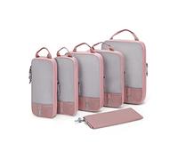 BAGSMART Compression Packing Cubes for Suitcases & Backpack, 6 Set Travel Organisers Bags with Label Pocket for Luggage, Travel Essentials, Holiday & Camping Accessories, Dark Pink
