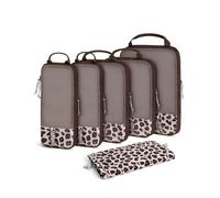 BAGSMART Compression Packing Cubes for Suitcases & Backpack, 6 Set Travel Organisers Bags with Label Pocket for Luggage, Travel Essentials, Holiday & Camping Accessories, Leopard Print
