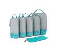 BAGSMART Compression Packing Cubes for Suitcases & Backpack, 6 Set Travel Organisers Bags with Label Pocket for Luggage, Travel Essentials, Holiday & Camping Accessories, Lake Blue