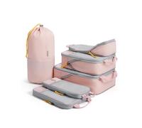 BAGSMART Compression Packing Cubes for Suitcases & Backpack, 6 Set Travel Organisers Bags with Label Pocket for Luggage, Travel Essentials, Holiday & Camping Accessories, Baby Pink