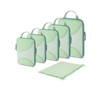 BAGSMART Compression Packing Cubes for Travel, 6 Set Packing Cubes for Suitcases, Luggage Organisers Bag for Travel Essentials, Lightweight Backpack Organiser, Green