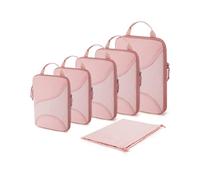 BAGSMART Compression Packing Cubes for Travel, 6 Set Packing Cubes for Suitcases, Luggage Organisers Bag for Travel Essentials, Lightweight Backpack Organiser, Pink