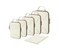 BAGSMART Compression Packing Cubes for Travel, 6 Set Packing Cubes for Suitcases, Luggage Organisers Bag for Travel Essentials, Lightweight Backpack Organiser, Beige