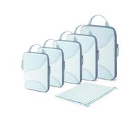BAGSMART Compression Packing Cubes for Travel, 6 Set Packing Cubes for Suitcases, Luggage Organisers Bag for Travel Essentials, Lightweight Backpack Organiser, Blue