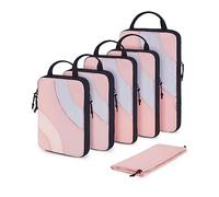 BAGSMART Compression Packing Cubes for Travel, 6 Set Travel Packing Cubes for Suitcases, Compression Suitcase Organizers Bag Set, Lightweight Packing Organizers Baby Pink