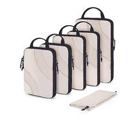 BAGSMART Compression Packing Cubes for Travel, 6 Set Travel Packing Cubes for Suitcases, Compression Suitcase Organizers Bag Set, Lightweight Packing Organizers White Opal