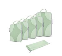 BAGSMART Compression Packing Cubes Set for Travel, 6 Set Packing Cubes Clothes Storage Bags for Carry On Suitcase, Lightweight Travel Essentials (6-Pack (1L+2M+2S+1Shoe Bag), Green