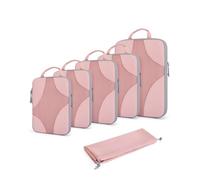 BAGSMART Compression Packing Cubes Set for Travel, 6 Set Packing Cubes Clothes Storage Bags for Carry On Suitcase, Lightweight Travel Essentials (6-Pack (1L+2M+2S+1Shoe Bag), Pink