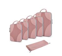 BAGSMART Compression Packing Cubes Set for Travel, 6 Set Packing Cubes Clothes Storage Bags for Carry On Suitcase, Lightweight Travel Essentials (6-Pack (1L+2M+2S+1Shoe Bag), Dark Pink