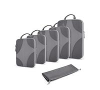 BAGSMART Compression Packing Cubes Set for Travel, 6 Set Packing Cubes Clothes Storage Bags for Carry On Suitcase, Lightweight Travel Essentials (6-Pack (1L+2M+2S+1Shoe Bag), Drak Grey