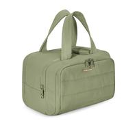 BAGSMART Large Toiletry Bag Travel Makeup Bag, 2 Full Open Upright Compartments, Cosmetic Wash Bag with Wet & Brushes Pocket, Essentials Accessories for Women, Army Green