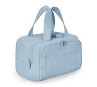 BAGSMART Large Toiletry Bag Travel Makeup Bag, 2 Full Open Upright Compartments, Cosmetic Wash Bag with Wet & Brushes Pocket, Essentials Accessories for Women, Dawn Blue