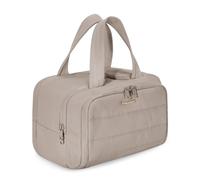 BAGSMART Large Toiletry Bag Travel Makeup Bag, 2 Full Open Upright Compartments, Cosmetic Wash Bag with Wet & Brushes Pocket, Essentials Accessories for Women, Camel