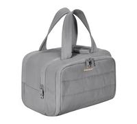 BAGSMART Large Toiletry Bag Travel Makeup Bag, 2 Full Open Upright Compartments, Cosmetic Wash Bag with Wet & Brushes Pocket, Essentials Accessories for Women,Grey