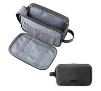 BAGSMART Mens Wash Bag Travel Toiletry Bag Makeup Shower Shaving Organiser for Bathroom Camping Gym - Water Resistant & Wet Dry Separation, Large Black- Canvas