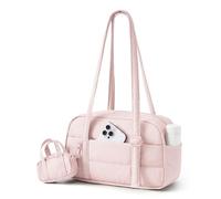 bagsmart Shoulder Bag for Women, Puffy Bowling Bag with Removable Pouch