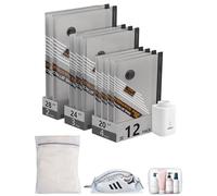 BAGSMART Travel Vacuum Storage Bags with Mini Wireless Electric Pump,12 Pack Reusable Space Saver Bag for Travel & Home, Vacuum Compression Seal Bag for Clothing