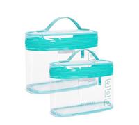 BAGSMART TSA Clear Toiletry Bag,2 Pack PVC Makeup Cosmetic Bag Organizer,Quart Size Travel Bag for Toiletries,Carry-on Travel Accessories Essentials,Green-2pcs