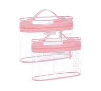 BAGSMART TSA Clear Toiletry Bag,2 Pack PVC Makeup Cosmetic Bag Organizer,Quart Size Travel Bag for Toiletries,Carry-on Travel Accessories Essentials,Pink-2pcs