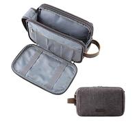 BAGSMART Wash Bag for Men Travel Toiletry Bag, Water-Resistant Toiletries Accessories Shower Shaving Organiser for Bathroom Camping Gym, Grey Canvas