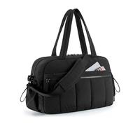 BAGSMART Womens Gym Bag 24L Weekend Travel Bag with Wet Pocket, Underseat Cabin Bag for EasyJet, Carry on for Ryanair with Trolley Sleeve, Ultra Lightweight, Black