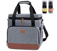 BAGSPRITE Coffee Maker Travel Bag Compatible with Keurig K-Mini or K-Mini Plus, Single Serve Coffee Brewer Carrying Case with Multiple Pockets for K-Cup Pods, Storage Bag with Shoulder Strap Grey
